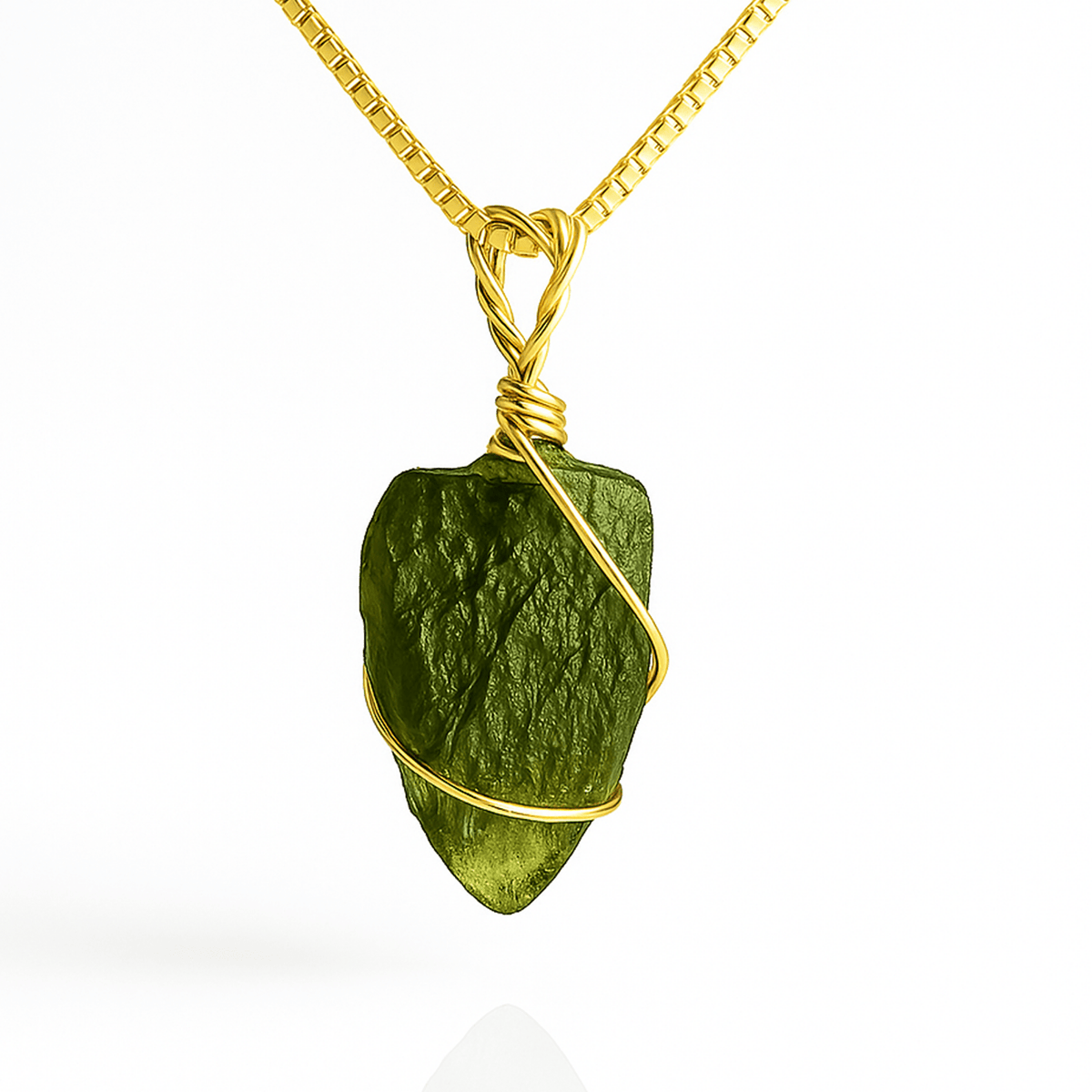 Collana con Moldavite naturale in Argento 925 - Confezione Regalo e garanzia - Clorophilla Shop