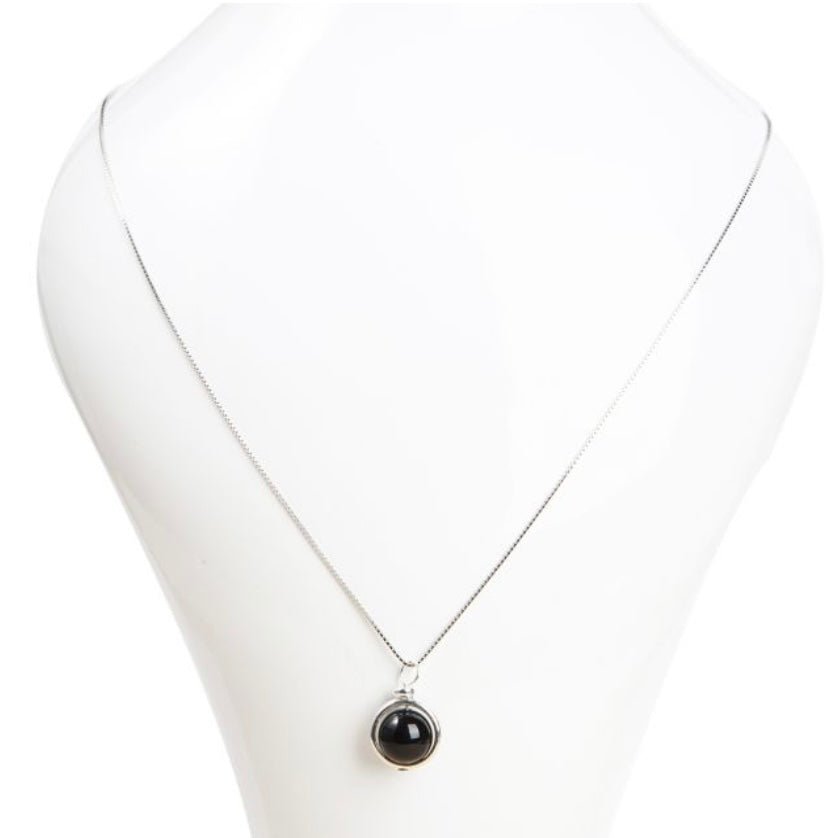 Collana con pendente a sfera in Onice nero - Argento 925 - Clorophilla Shop