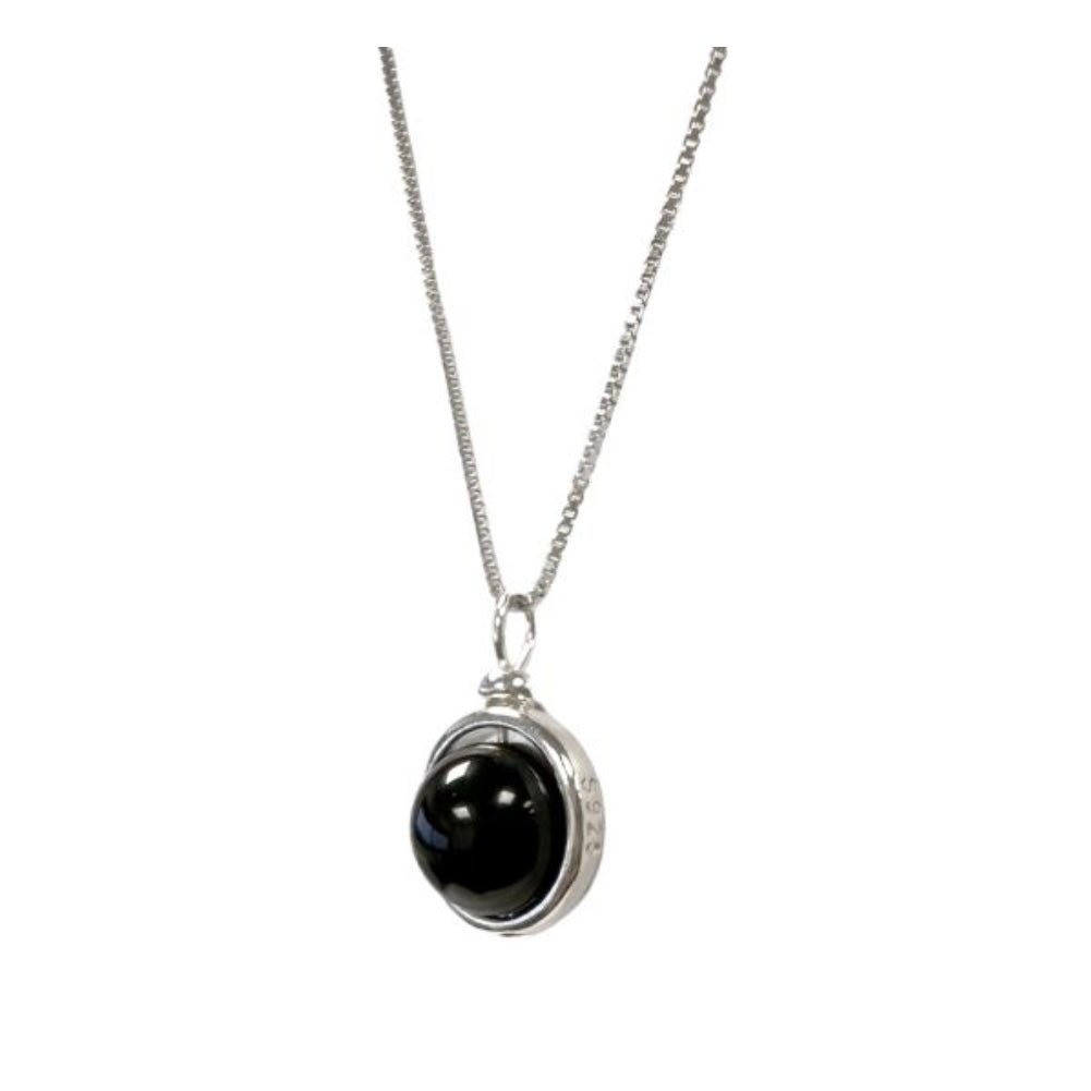 Collana con pendente a sfera in Onice nero - Argento 925 - Clorophilla Shop