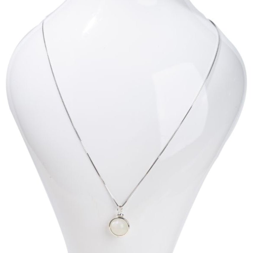 Collana con pendente a sfera in Pietra di Luna - Argento 925 - Clorophilla Shop