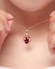 COLLANA CON TORMALINA ROSSA IN ARGENTO 925 PLACCATO ORO ROSA - Energia del cuore, vitalità e passione - Clorophilla Shop