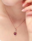 COLLANA CON TORMALINA ROSSA IN ARGENTO 925 PLACCATO ORO ROSA - Energia del cuore, vitalità e passione - Clorophilla Shop