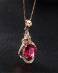COLLANA CON TORMALINA ROSSA IN ARGENTO 925 PLACCATO ORO ROSA - Energia del cuore, vitalità e passione - Clorophilla Shop