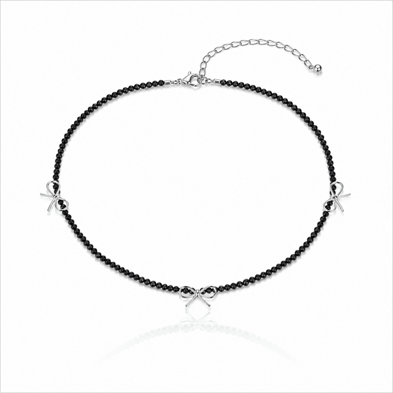 Collana fiocco in Argento 925 con Tormalina Nera Naturale - Clorophilla Shop