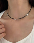 Collana fiocco in Argento 925 con Tormalina Nera Naturale - Clorophilla Shop