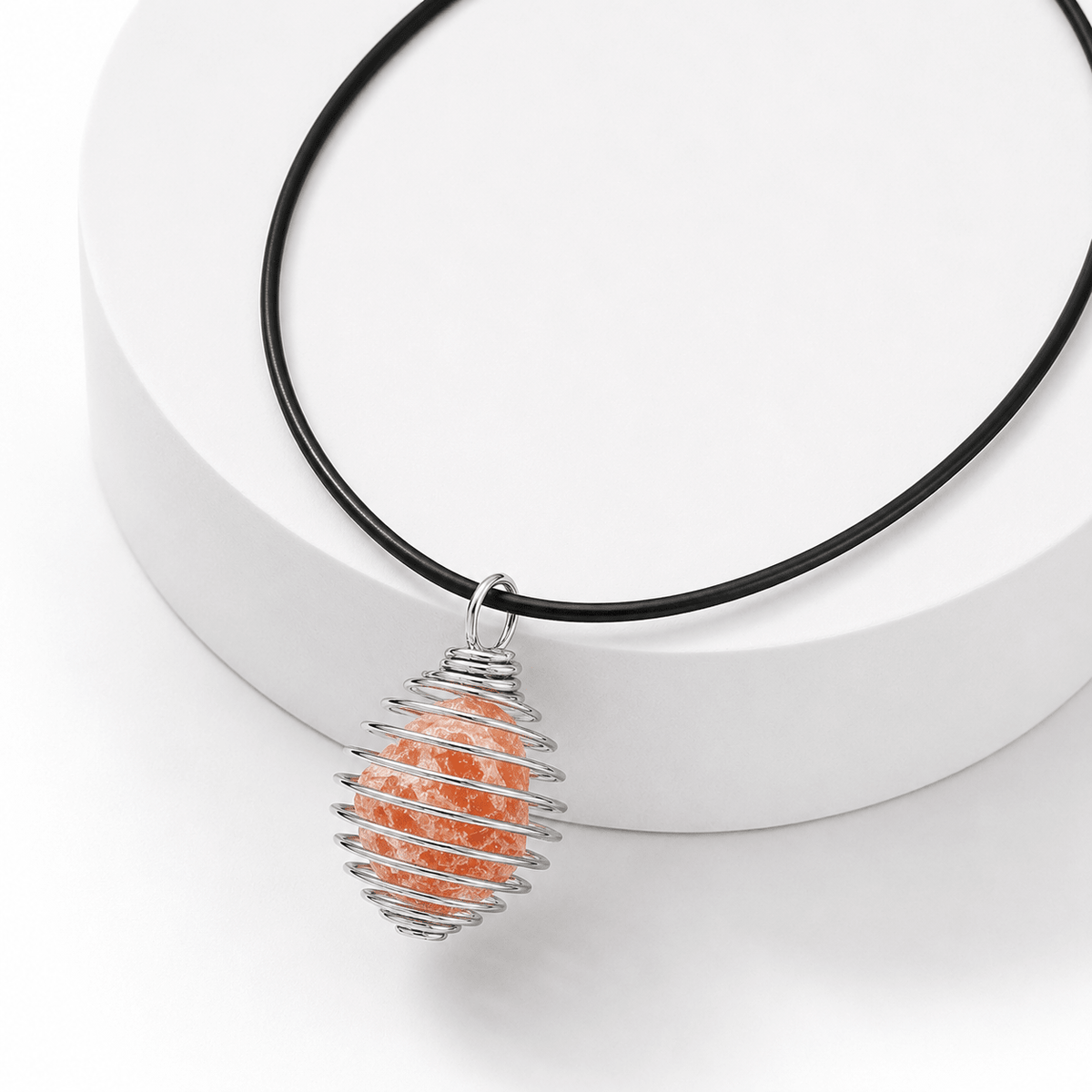 COLLANA GABBIETTA CON CALCITE ARANCIONE - Equilibrio ed Energia - Clorophilla Shop