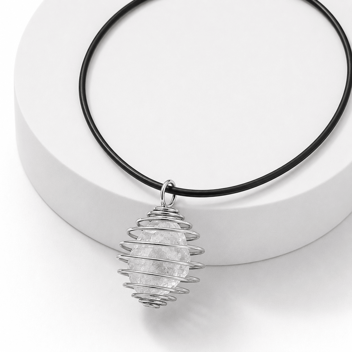 COLLANA GABBIETTA CON CRISTALLO DI ROCCA - Ricarica Energetica - Clorophilla Shop