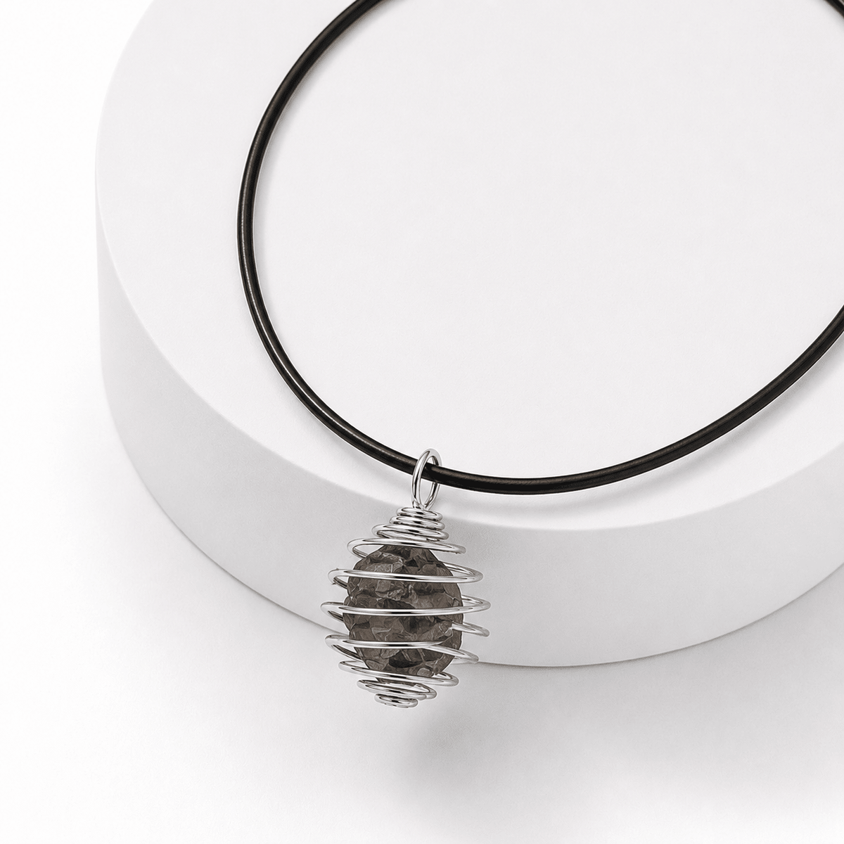 COLLANA GABBIETTA CON QUARZO FUMÈ - Radicamento e rilascio delle tensioni - Clorophilla Shop