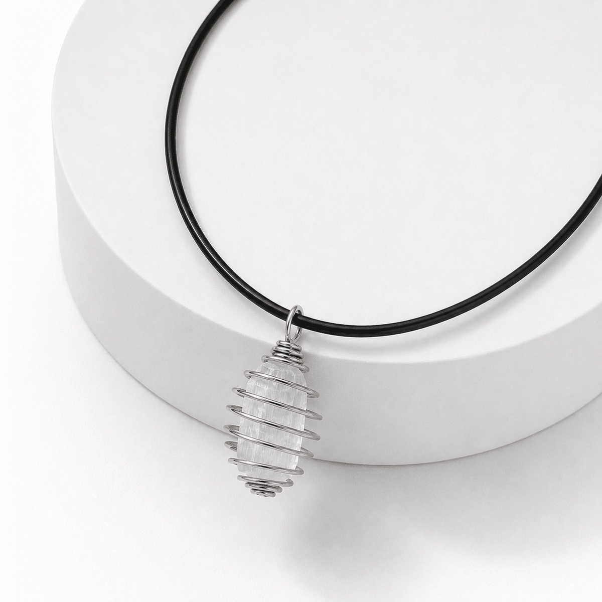 COLLANA GABBIETTA CON SELENITE - Purificazione e serenità interiore - Clorophilla Shop