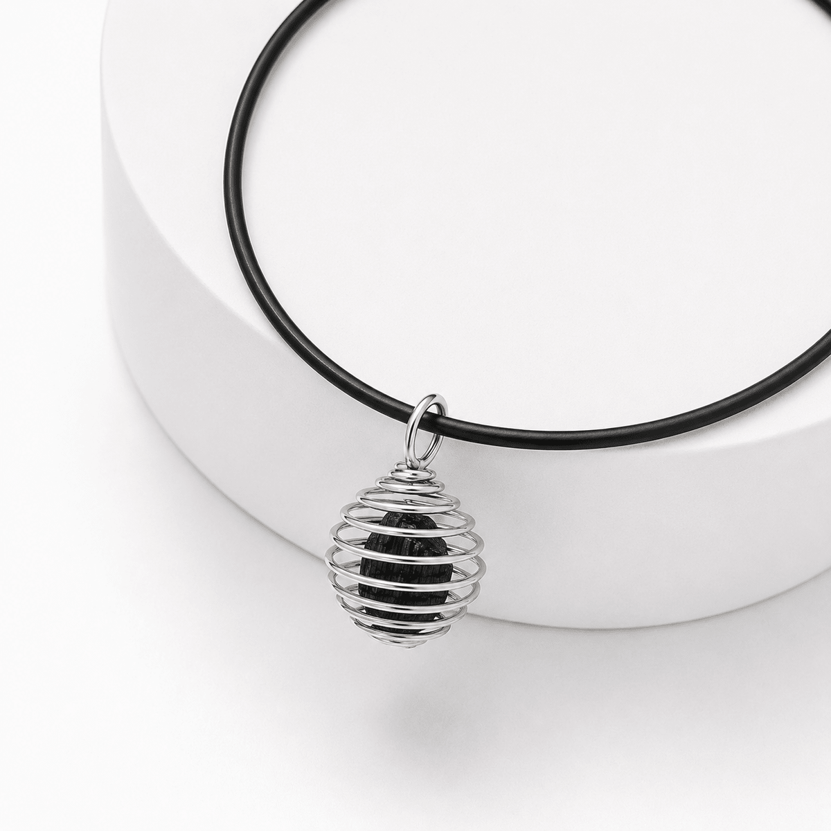 COLLANA GABBIETTA CON TORMALINA NERA - Protezione dalle energie negative - Clorophilla Shop