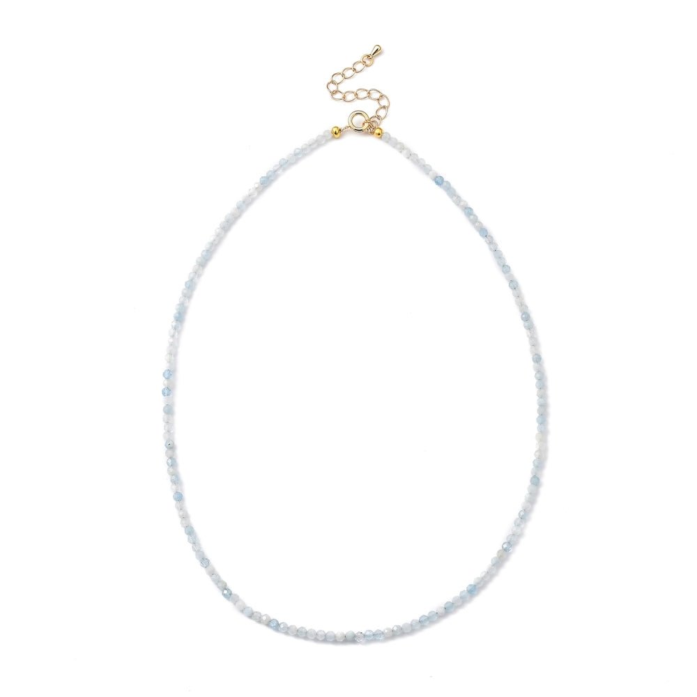 Collana in Acquamarina Naturale in ottone - calma e serenità - Clorophilla Shop