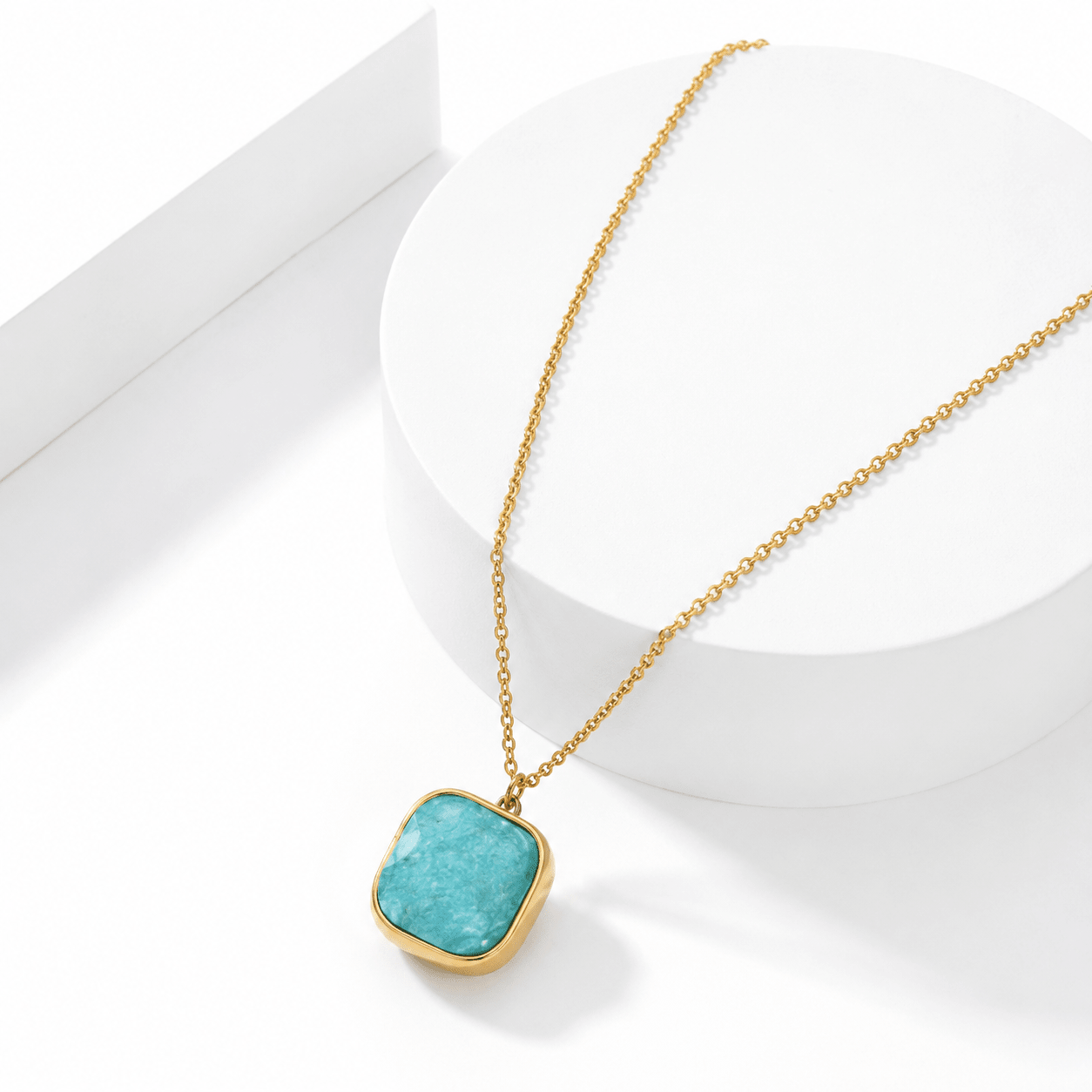 COLLANA IN AMAZZONITE - Acciaio inox dorato - Clorophilla Shop