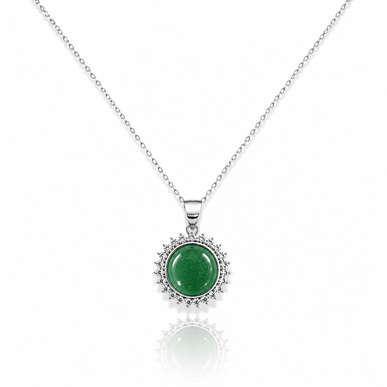 COLLANA IN AVVENTURINA VERDE E ZIRCONI IN ARGENTO 925 - Ottimismo e Prosperità - Clorophilla Shop