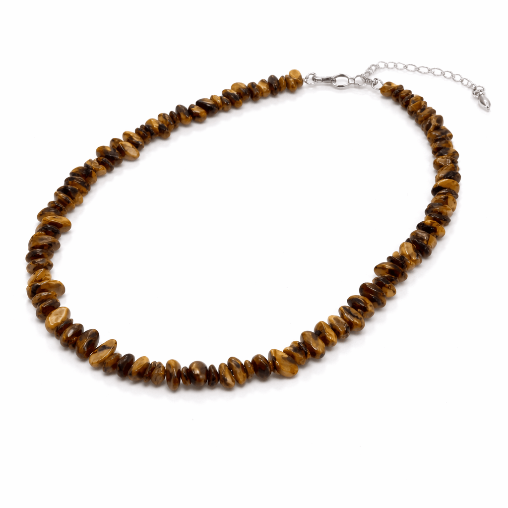 Collana in scaglie di pietra naturale - Occhio di Tigre - Clorophilla Shop