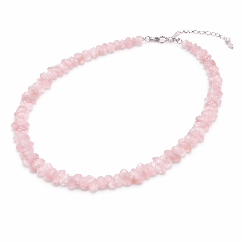 Collana in scaglie di pietra naturale - Quarzo Rosa - Clorophilla Shop