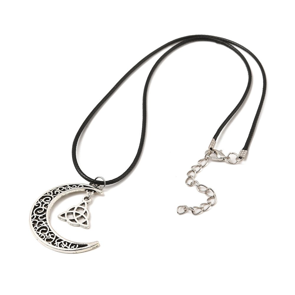 Collana Luna e Triskele - cordino nero 45cm - Clorophilla Shop