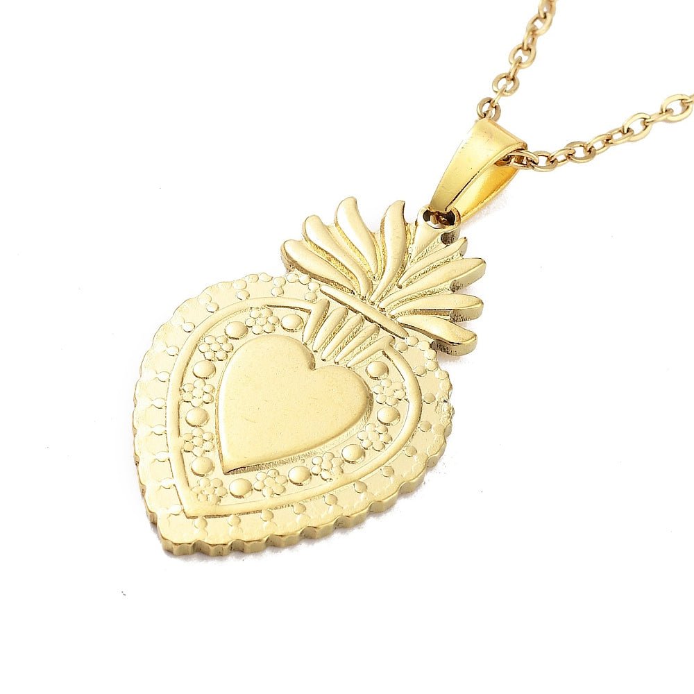 Collana Sacro Cuore in Acciaio Inossidabile 304 Placcato Oro 18K - Clorophilla Shop