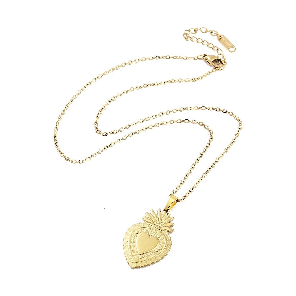 Collana Sacro Cuore in Acciaio Inossidabile 304 Placcato Oro 18K - Clorophilla Shop