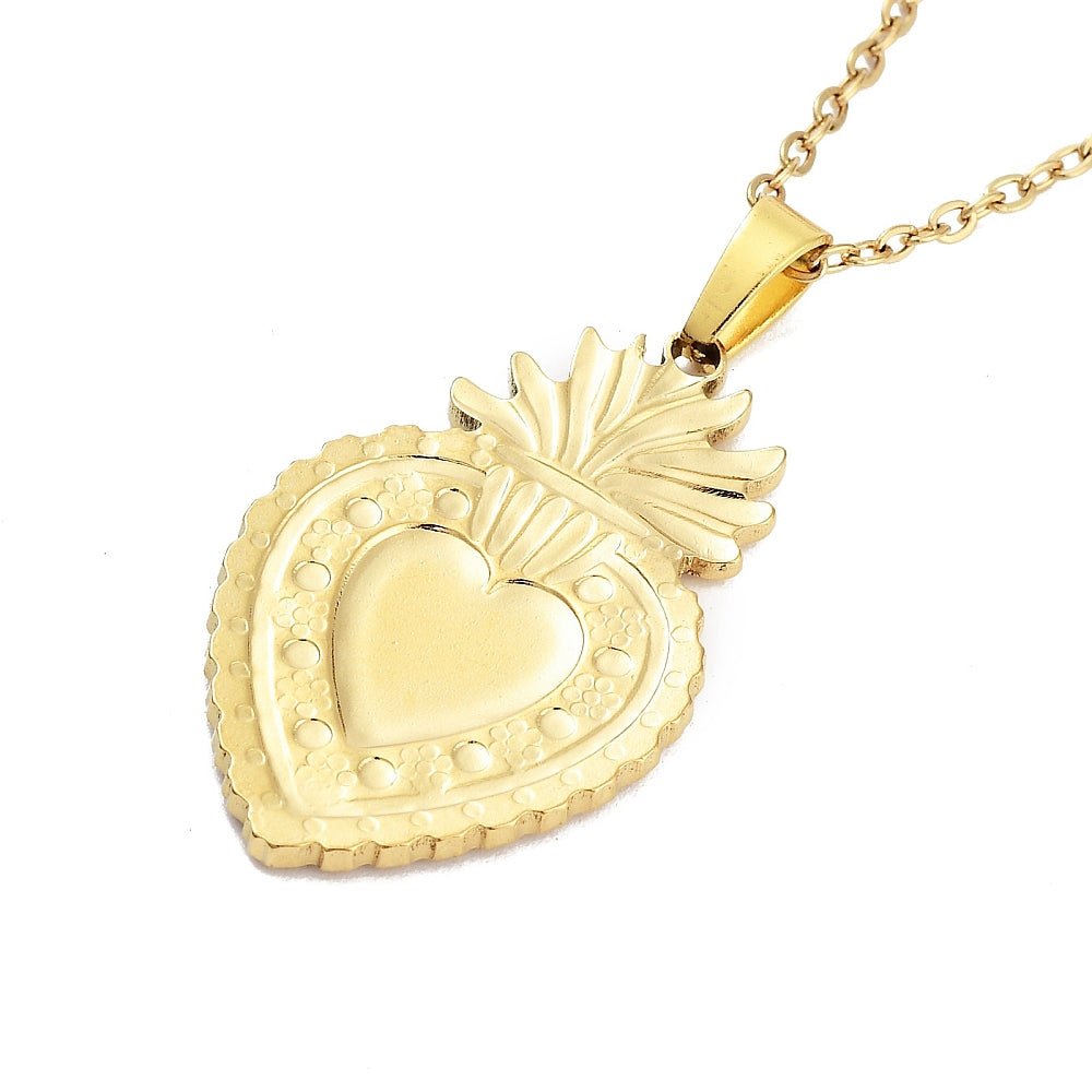 Collana Sacro Cuore in Acciaio Inossidabile 304 Placcato Oro 18K - Clorophilla Shop