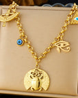 Collana Scarabeo con Occhio di Horus in Acciaio 304 e Vetro - trasformazione e protezione - Clorophilla Shop