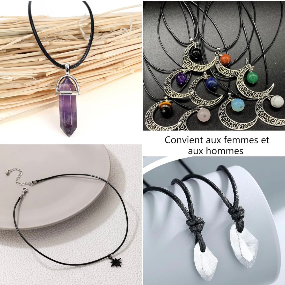 Cordino cerato per collane con chiusura a moschettone - colore nero - Clorophilla Shop
