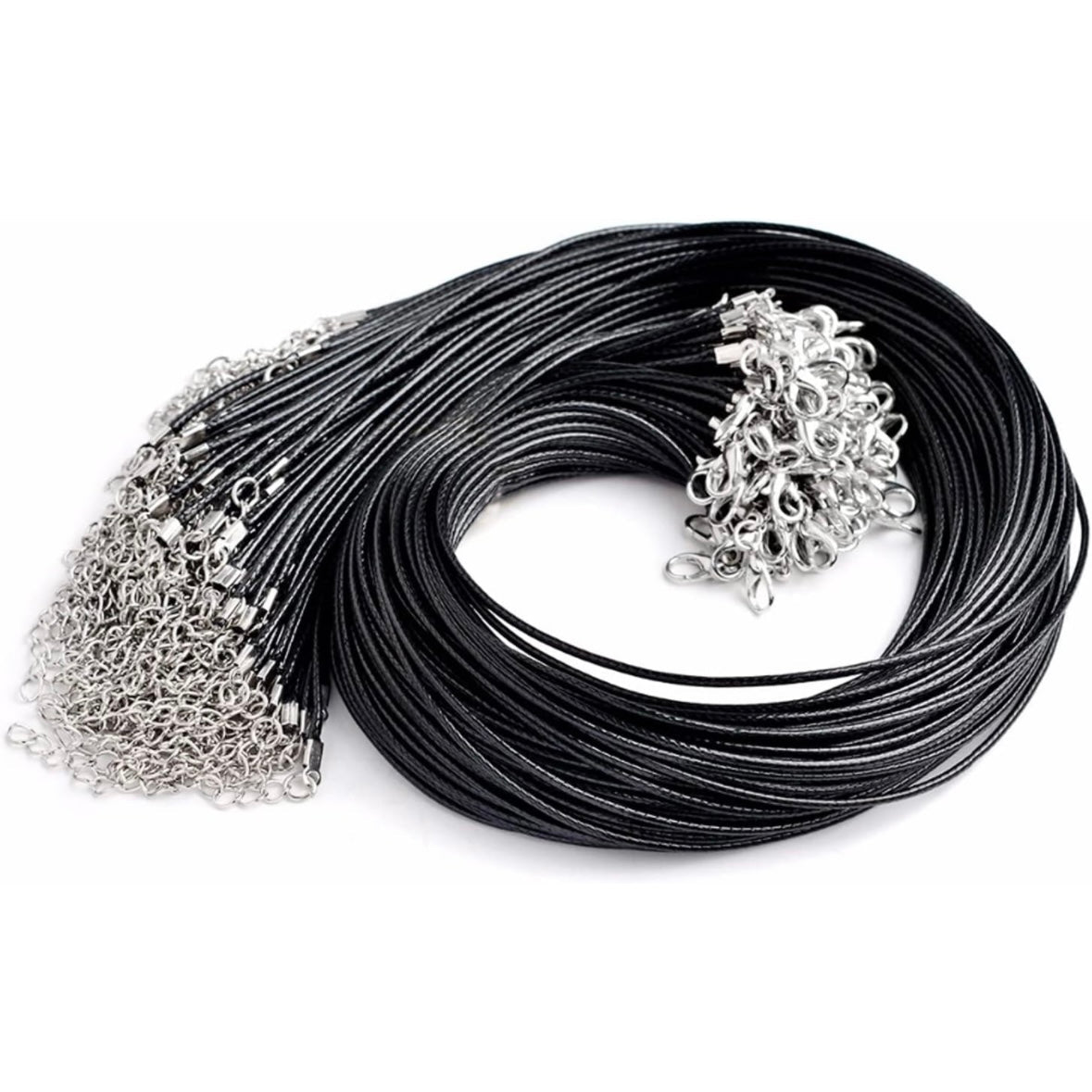 Cordino cerato per collane con chiusura a moschettone - colore nero - Clorophilla Shop