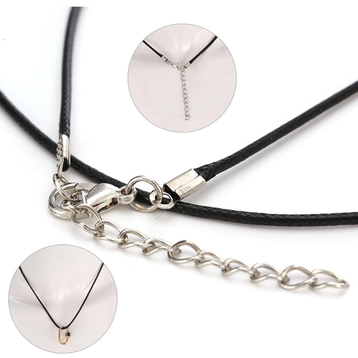 Cordino cerato per collane con chiusura a moschettone - colore nero - Clorophilla Shop