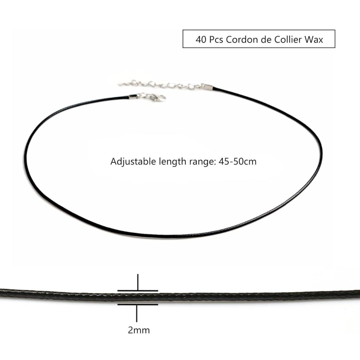 Cordino cerato per collane con chiusura a moschettone - colore nero - Clorophilla Shop
