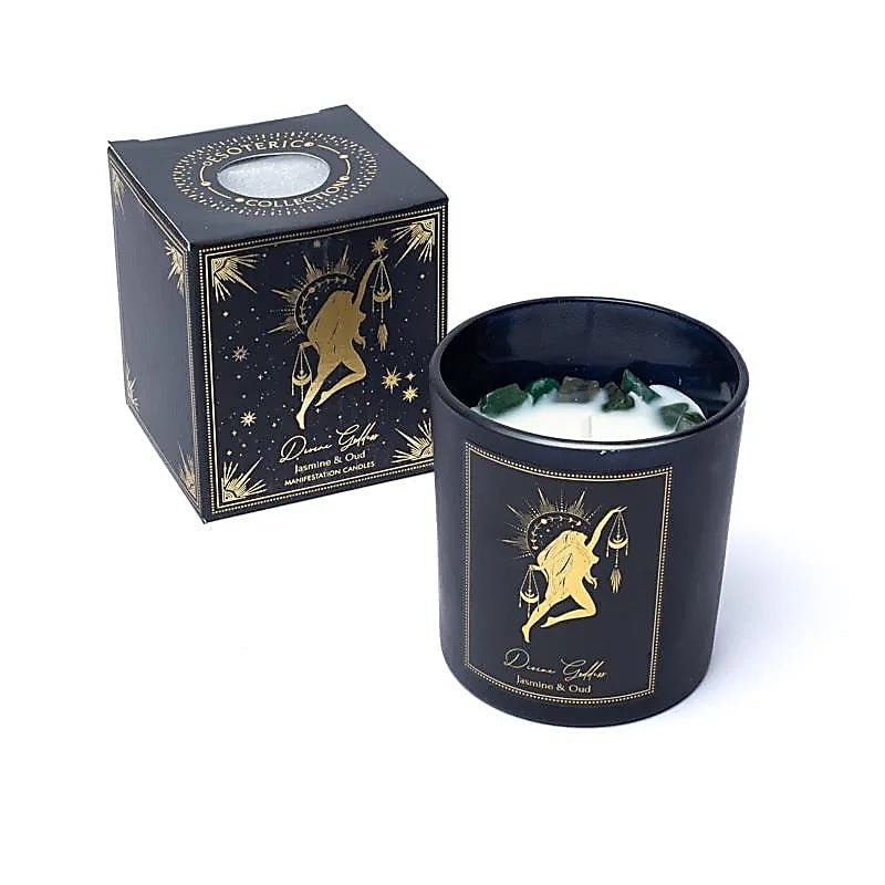 Divine Goddess Candela con pietre di Giada Xinji - Gelsomino e Oud - Clorophilla Shop