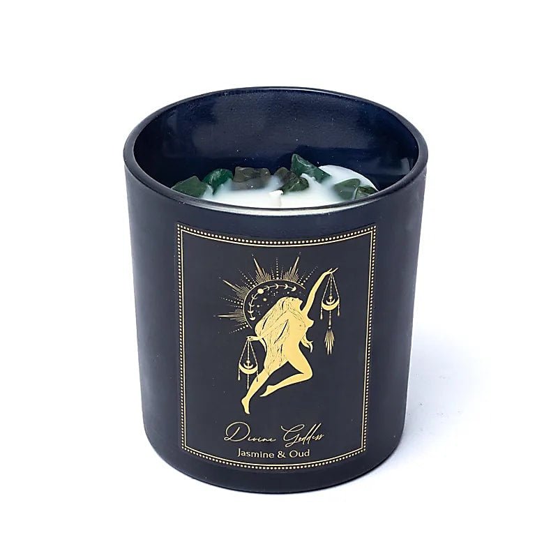 Divine Goddess Candela con pietre di Giada Xinji - Gelsomino e Oud - Clorophilla Shop