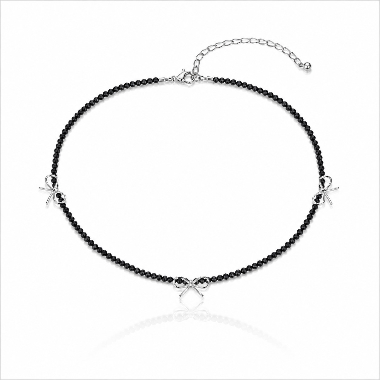 Collana fiocco in Argento 925 con Tormalina Nera Naturale