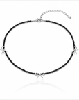 Collana fiocco in Argento 925 con Tormalina Nera Naturale