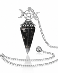 Pendolo Orgonite con Ossidiana Naturale Tripla Luna e Pentacolo