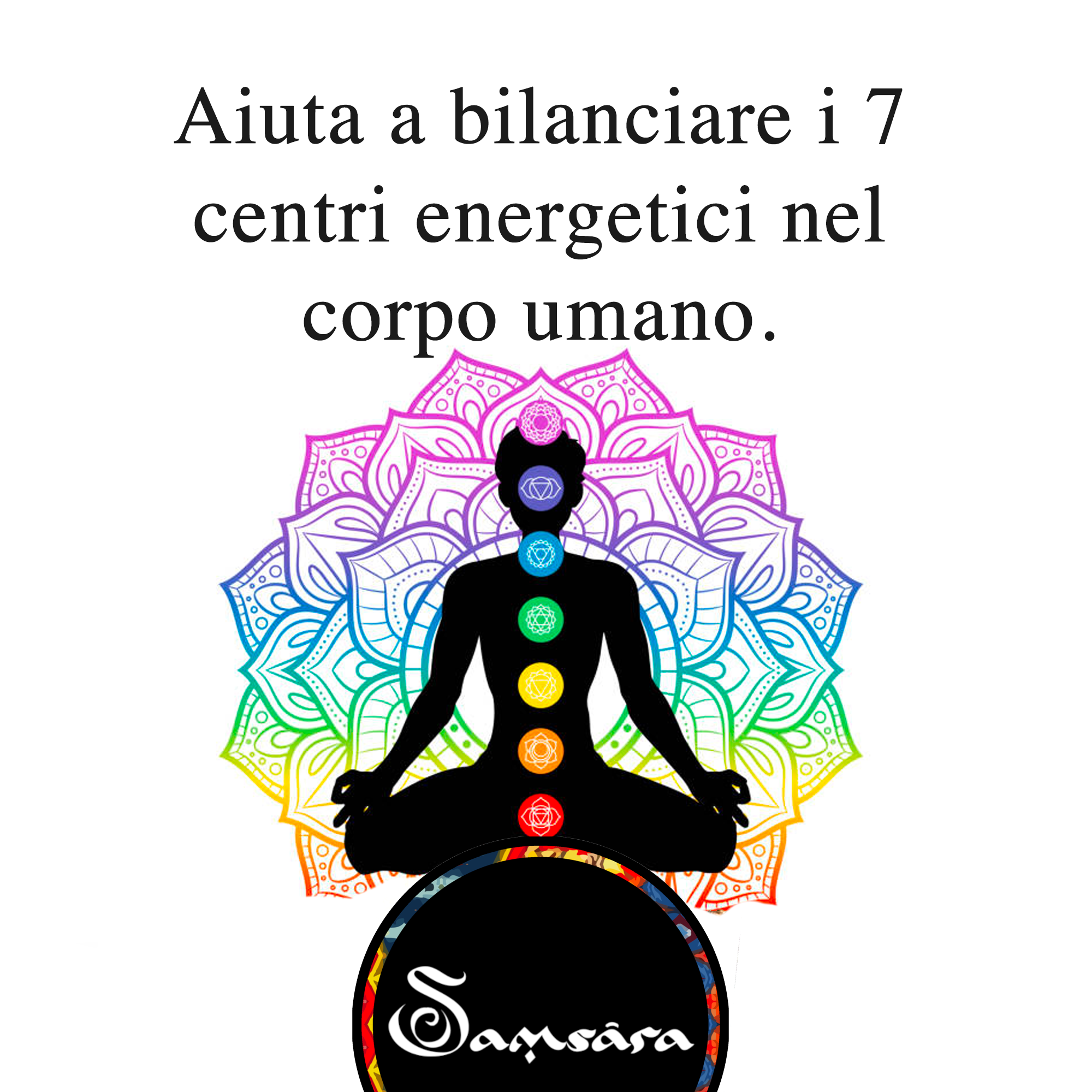 Samsara collana tibetana 7 CHAKRA Orgonico con 7 pietre diverse e Lava Nera - mala tibetano con 108 grani - Rosario Buddista Religioso - SamsaraFragrances