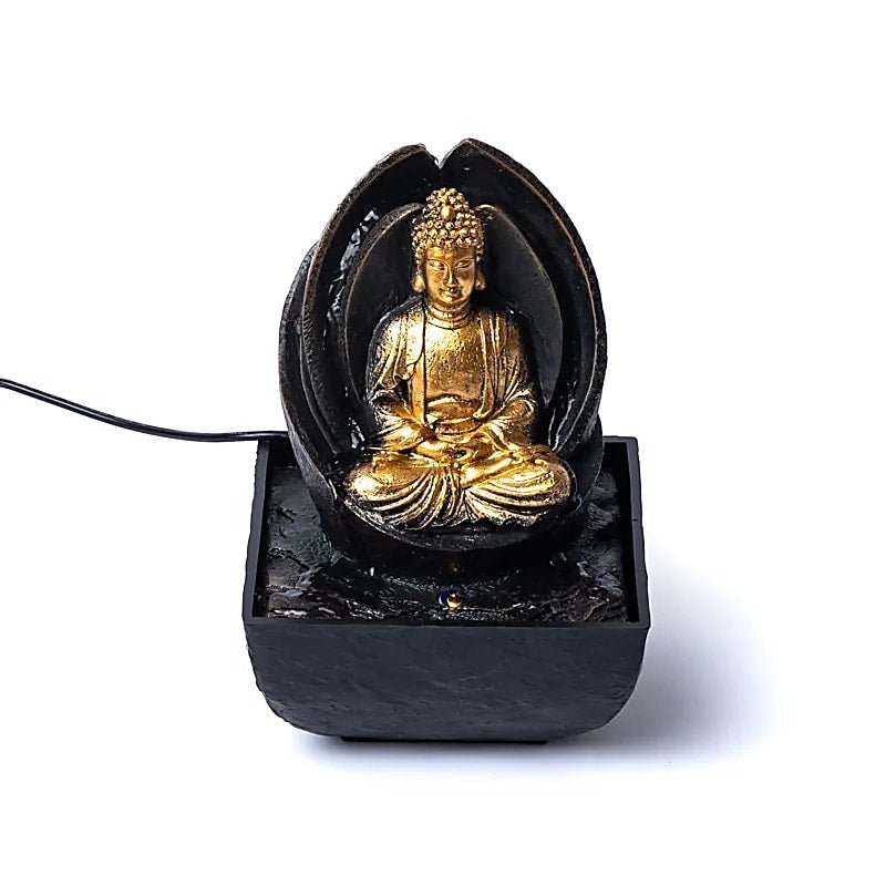 FONTANA D'ACQUA ZEN BUDDHA IN MEDITAZIONE - Luce led integrata - Clorophilla Shop