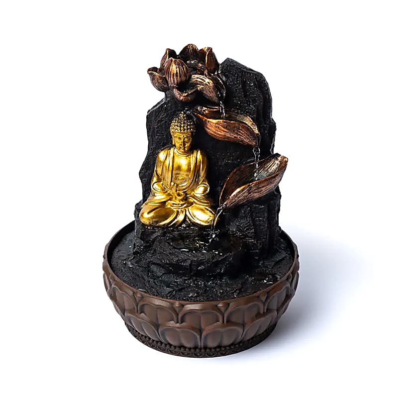 FONTANA D'ACQUA ZEN BUDDHA IN MEDITAZIONE - Luce led integrata - Clorophilla Shop