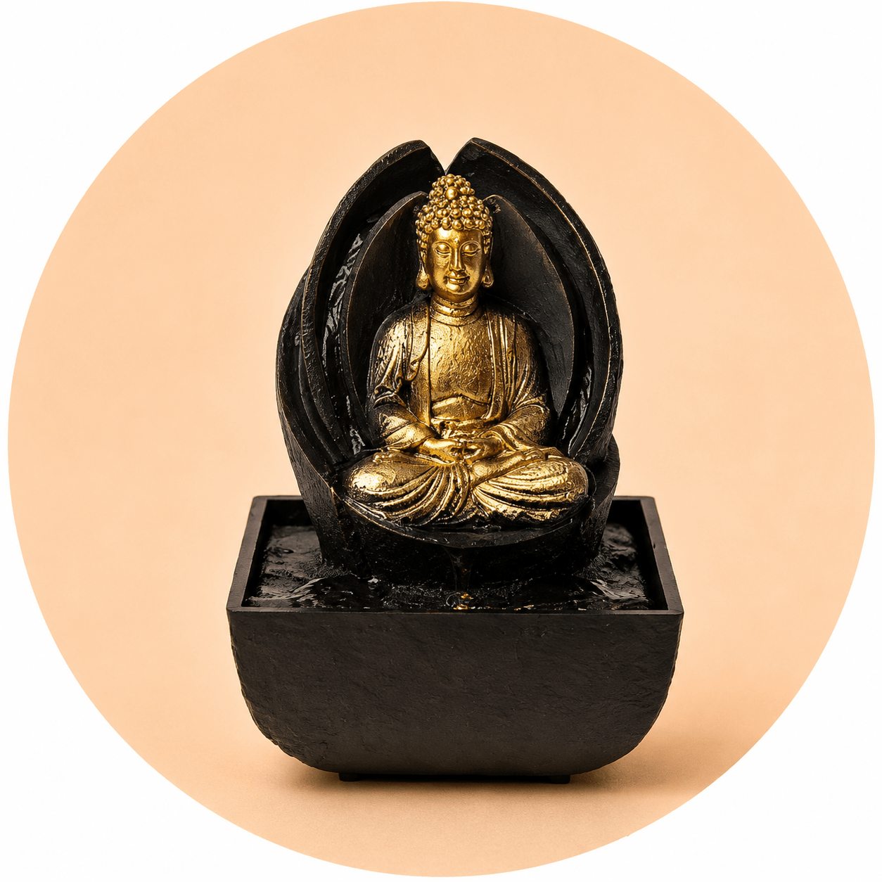 FONTANA D'ACQUA ZEN BUDDHA IN MEDITAZIONE - Luce led integrata - Clorophilla Shop