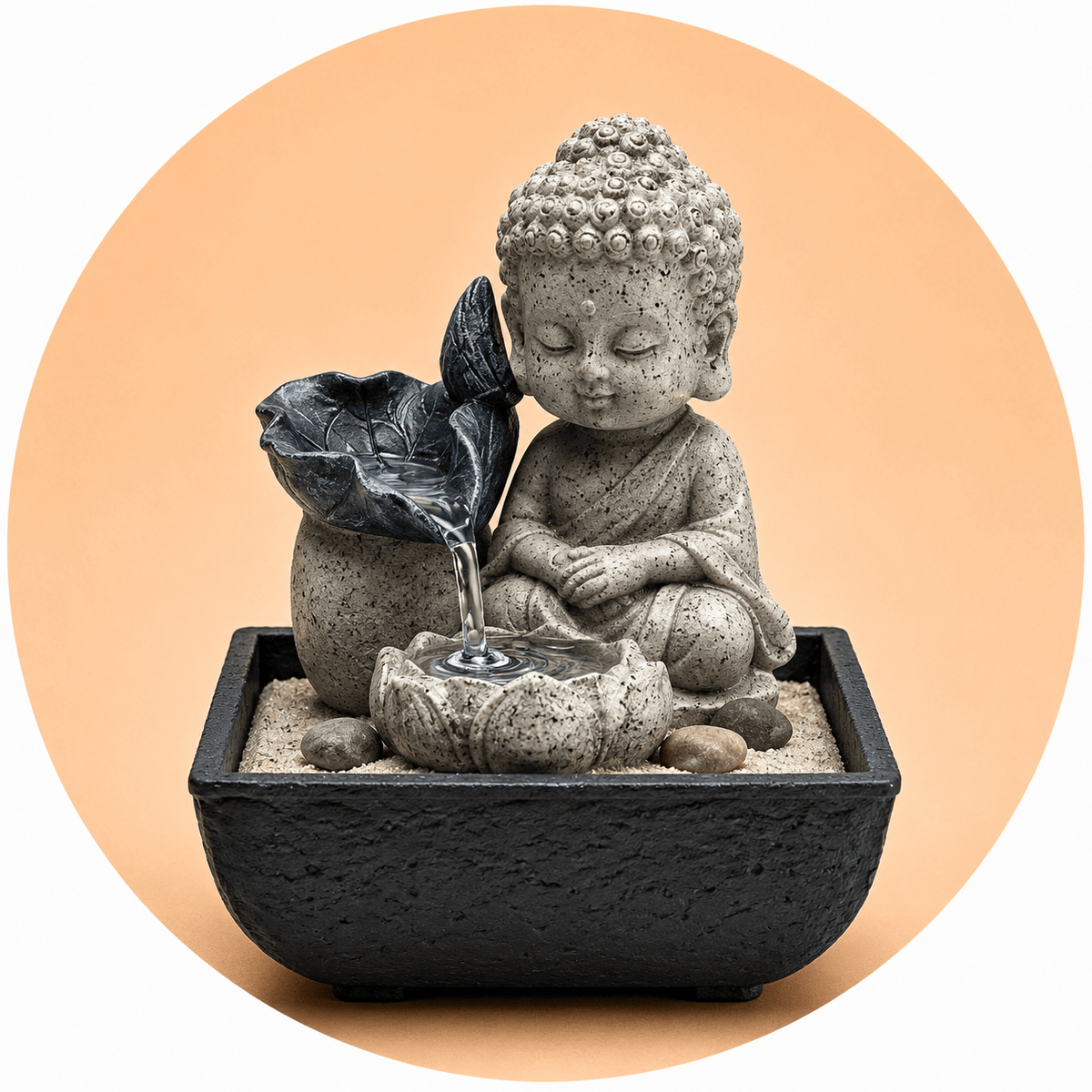 FONTANA D'ACQUA ZEN BUDDHA PICCOLO - Luce led integrata - Clorophilla Shop