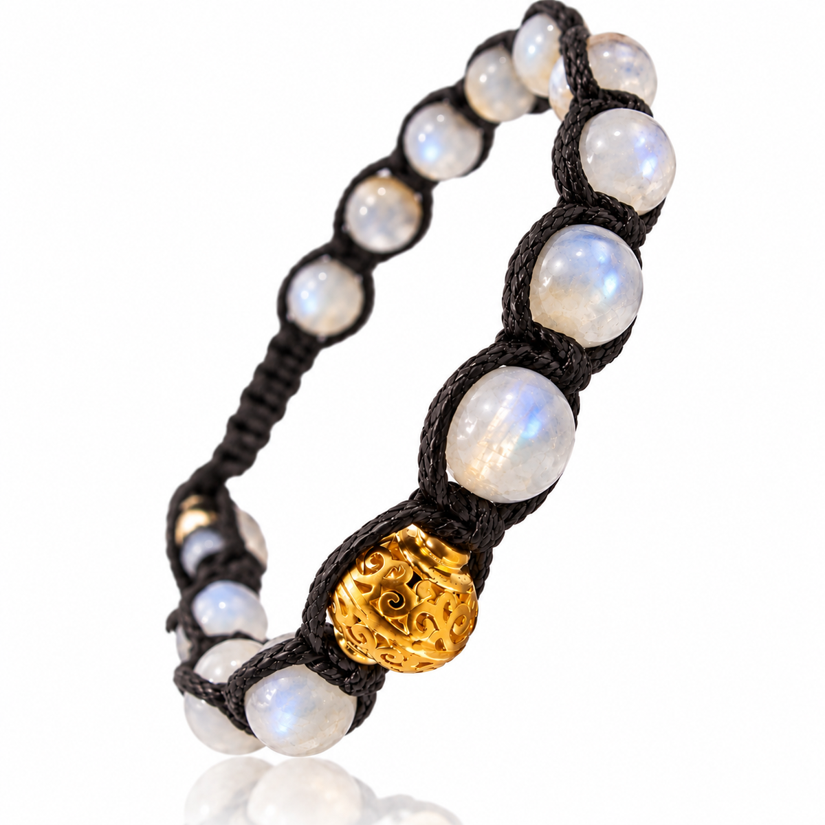 SAMSARA BRACCIALE TIBETANO IN PIETRA DI LUNA - Intuizione, Equilibrio e Armonia