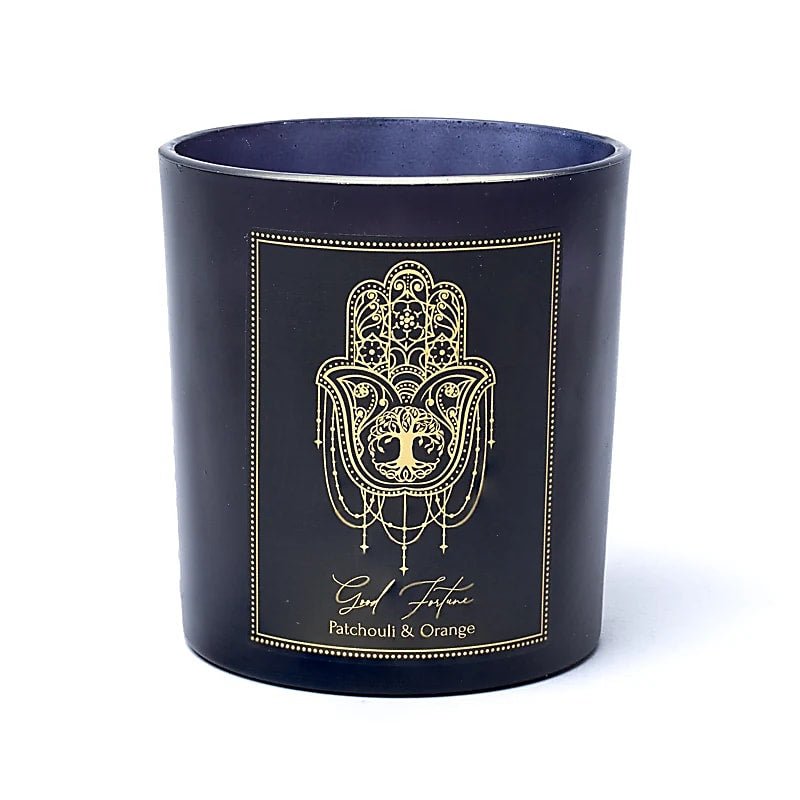 Good Fortune Candela con pietre di Diaspro Rosso - Patchouli e Arancia - Clorophilla Shop