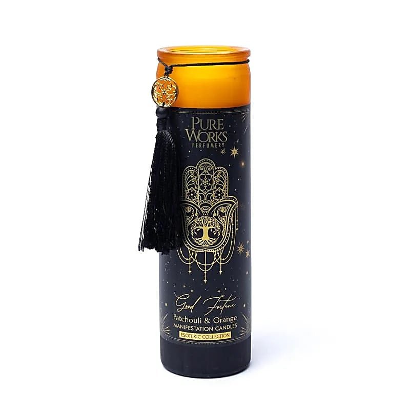 Good Fortune Candela in vetro con Nappa - Patchouli e Arancia - Clorophilla Shop