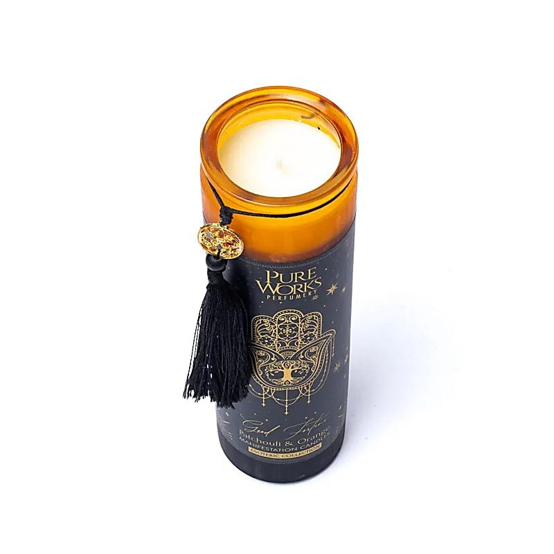 Good Fortune Candela in vetro con Nappa - Patchouli e Arancia - Clorophilla Shop