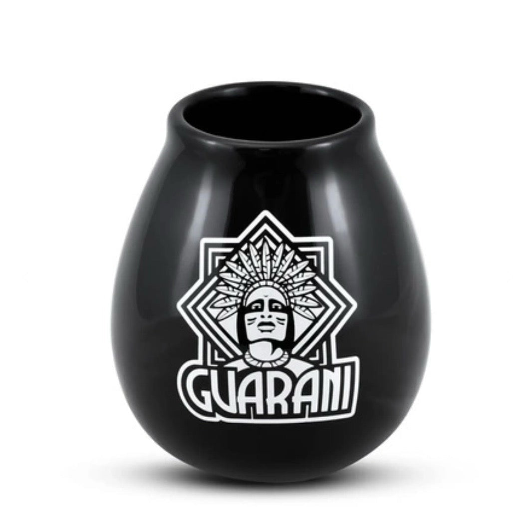 Guarani Gourd Mate Calabaza in ceramica - Coppa per Yerba Mate nera 350ml - Clorophilla Shop