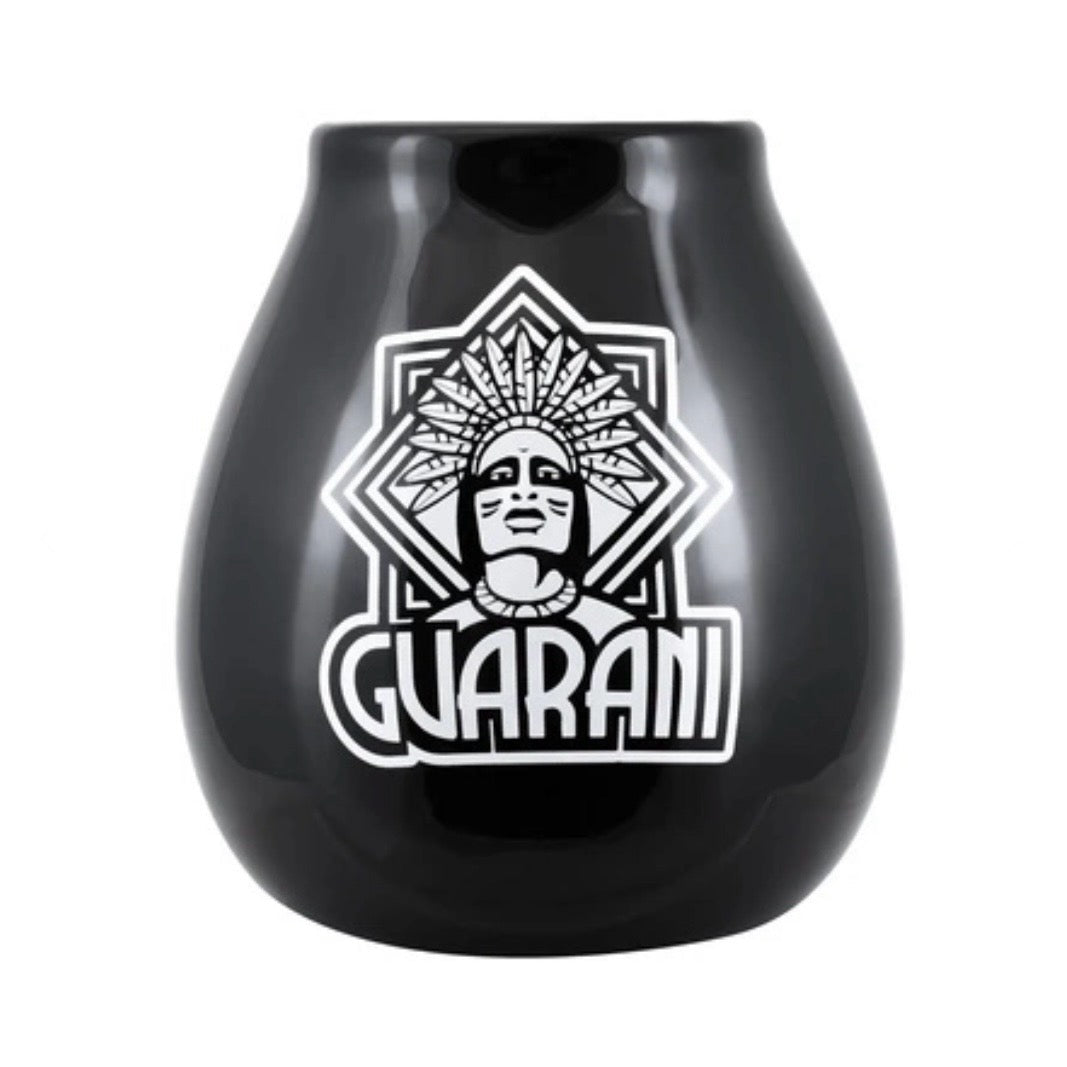 Guarani Gourd Mate Calabaza in ceramica - Coppa per Yerba Mate nera 350ml - Clorophilla Shop