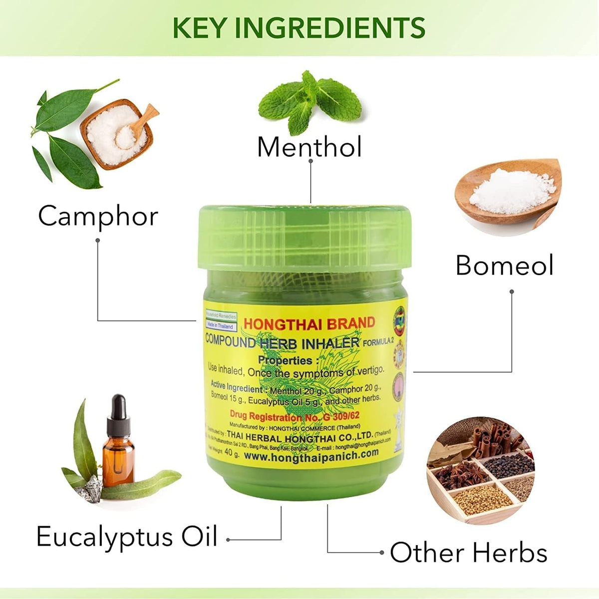 Hong Thai Inalatore di Erbe Thailandesi - Libera le vie respiratorie - Clorophilla Shop