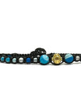 Samsara Cavigliera tibetana Shamballa con pietre - AGATA BLU STRIATA FILO NERO