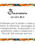 Samsara Cavigliera tibetana Shamballa con pietre - AGATA BLU STRIATA FILO NERO