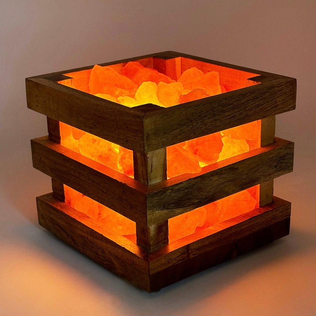 Lampada di Sale dell'Hymalaya naturale braciere cassetta in legno - 4kg - Clorophilla Shop