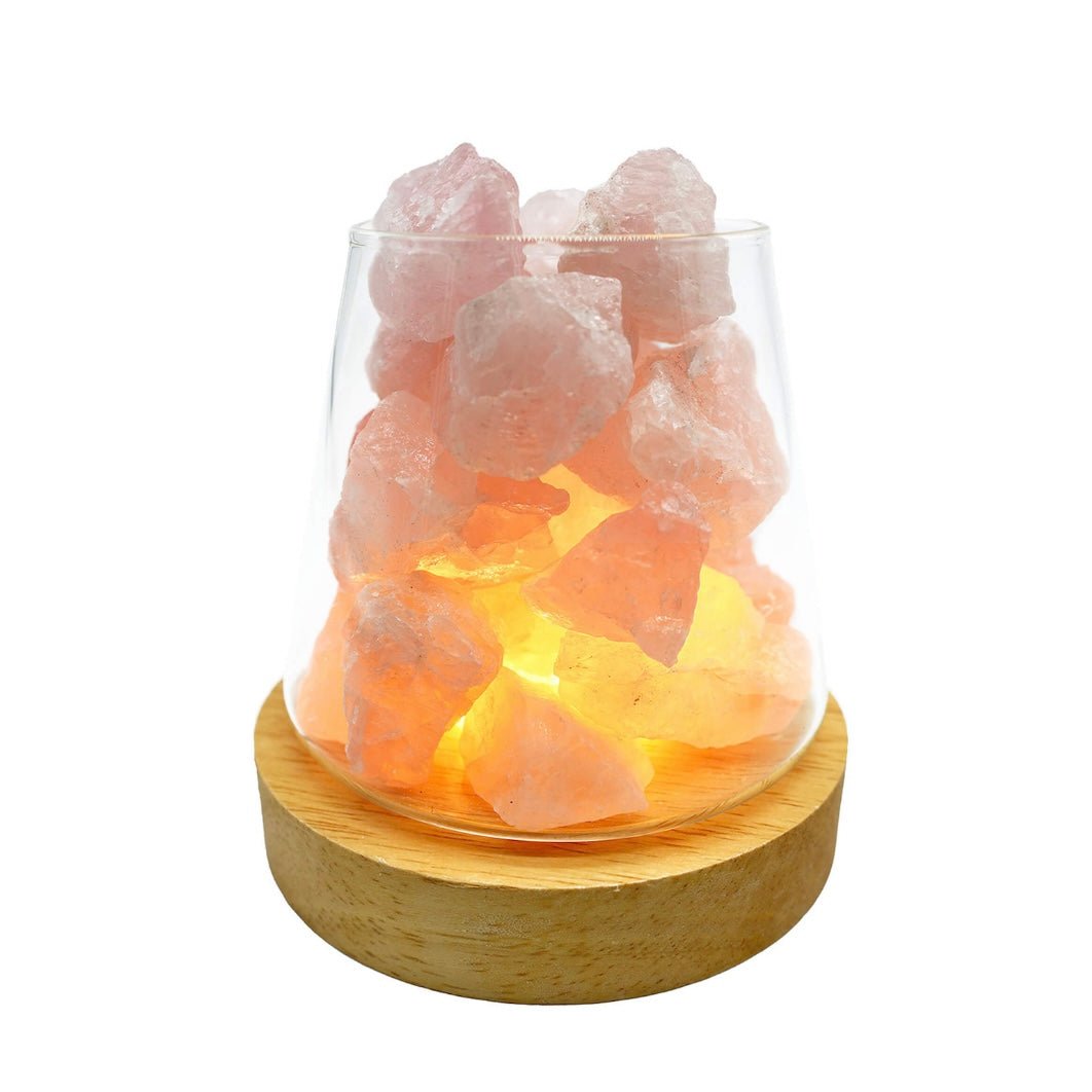 LAMPADA DIFFUSORE CON PIETRE DI QUARZO ROSA - Clorophilla Shop