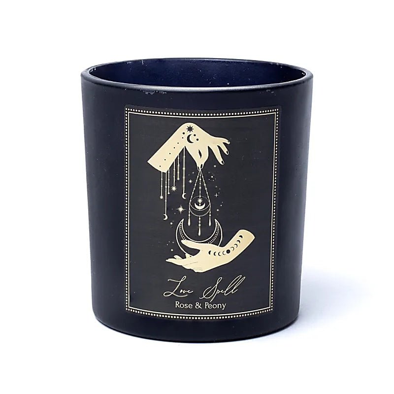 Love Spell Candela con pietre di Quarzo Rosa - Rosa e Peonia - Clorophilla Shop